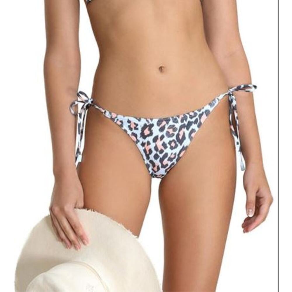 Zimmermann Tie Side Bikini Bottoms in Pale Blue Leopard NWT Size 3 / US 8-10 Lg